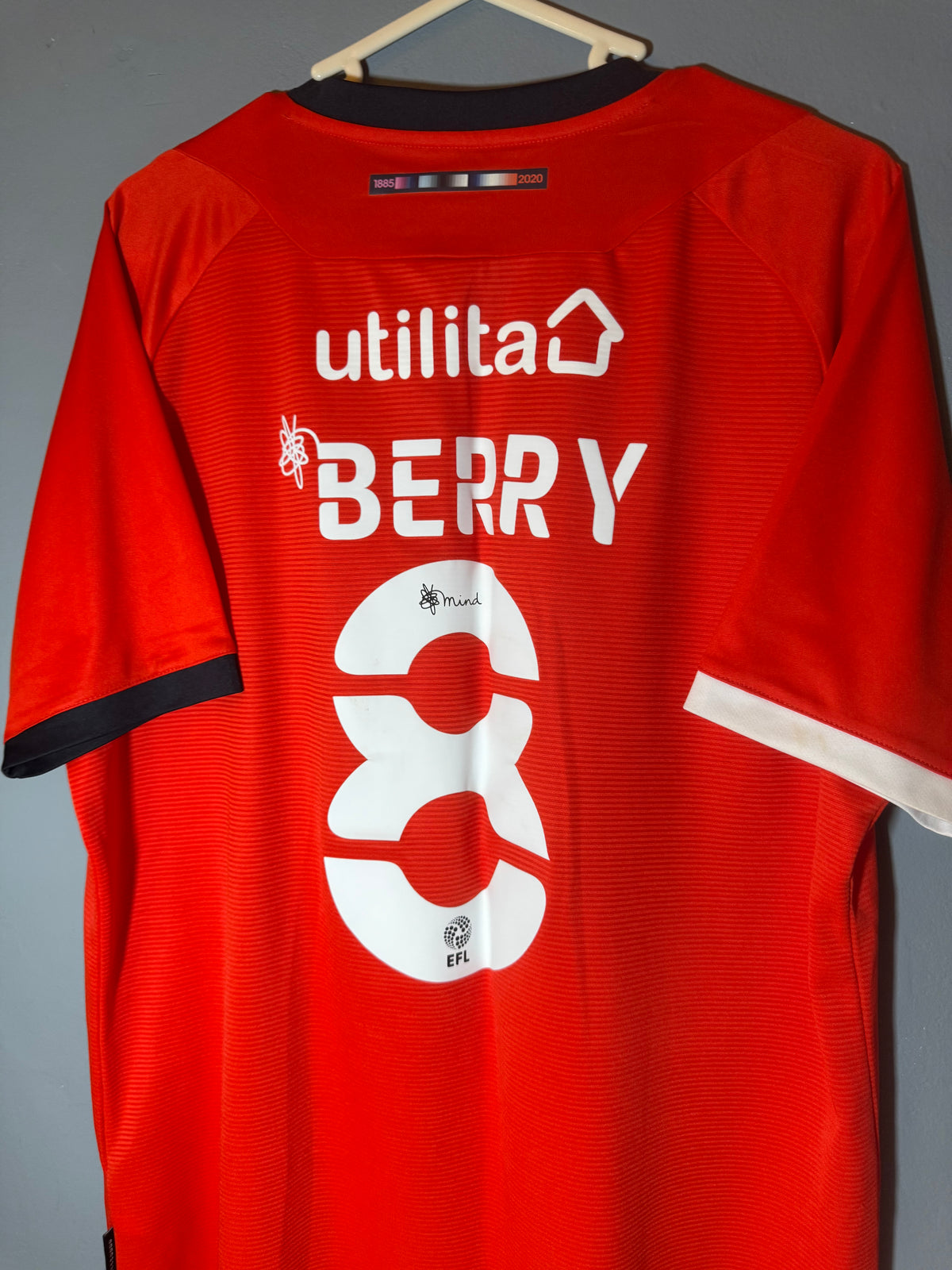 Luton Town Football Shirt - 2020 / 2021 - Home - Large - #8 Luke Berry