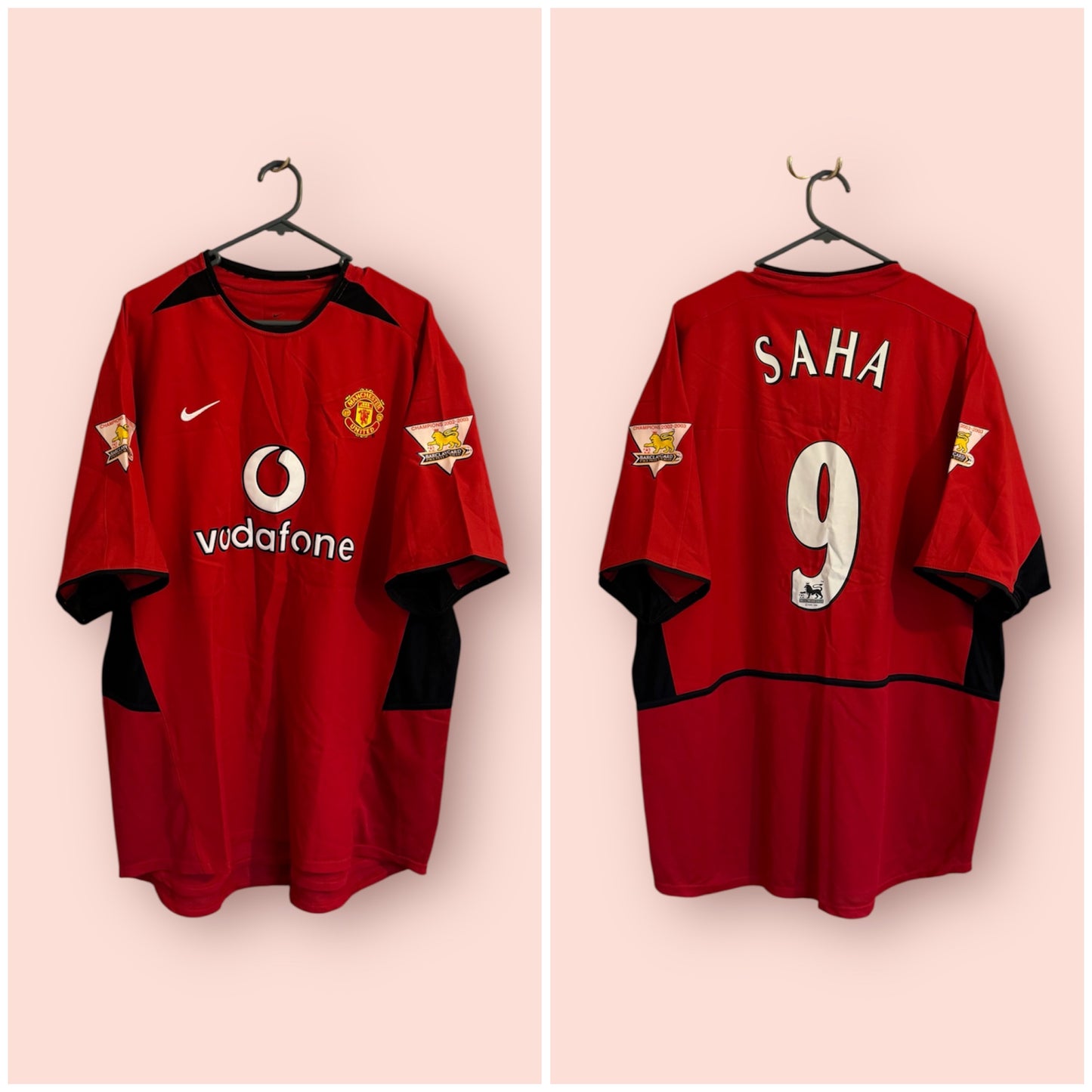 Manchester United Football Shirt - 2002 / 2003 / 2004 - Home - XL - #9 Saha