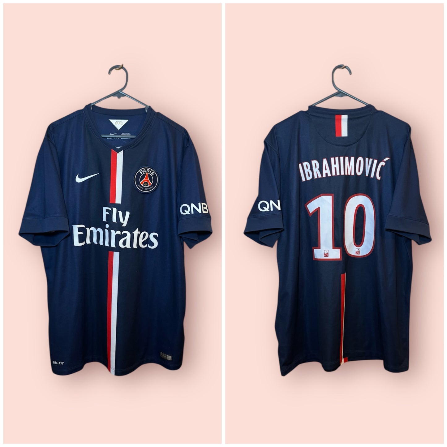 PSG Football Shirt - Paris Saint Germain - 2014 / 2015 - Home - XL - #10 Ibrahimovic
