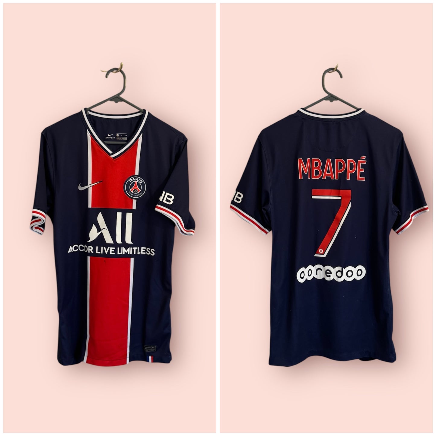 PSG Football Shirt - Paris Saint Germain - 2020 / 2021 - Home - Small - #7 Mbappe