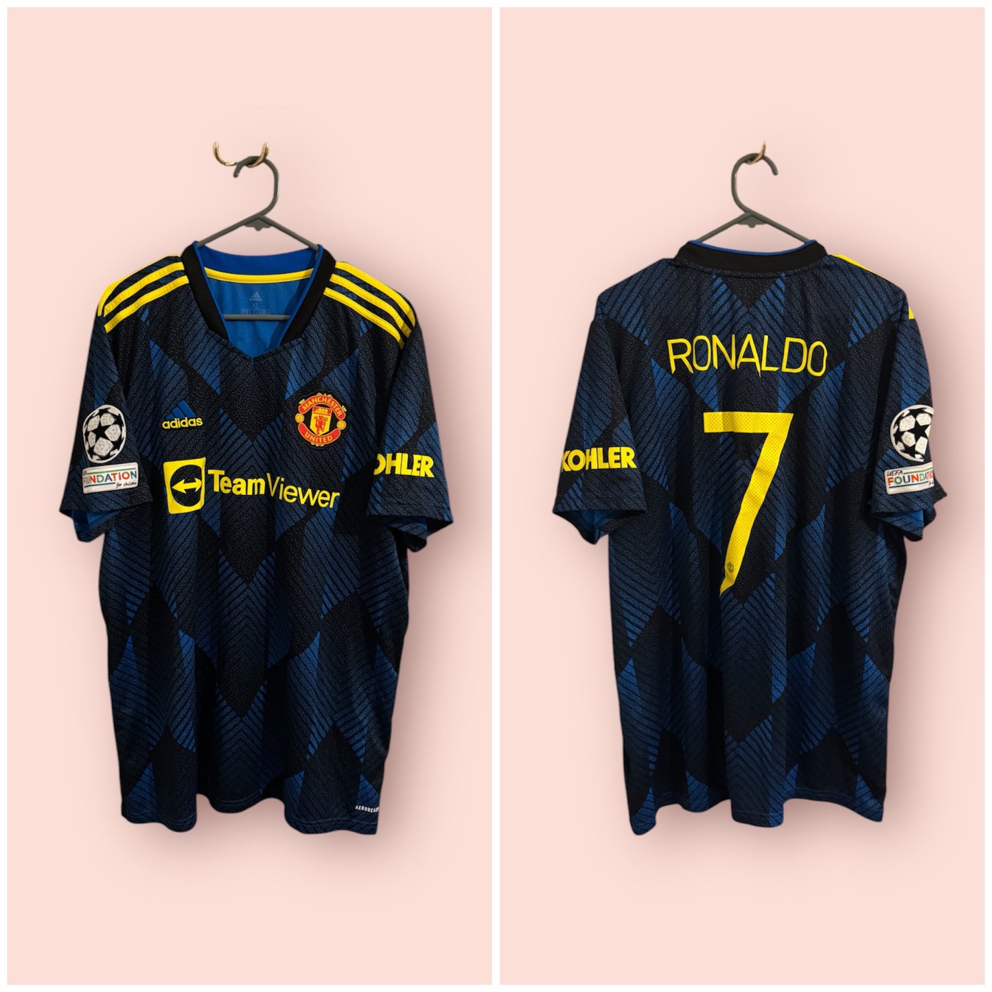 Manchester United Football Shirt - 2021 / 2022 - Third - XL - 7 Ronaldo CL Patch