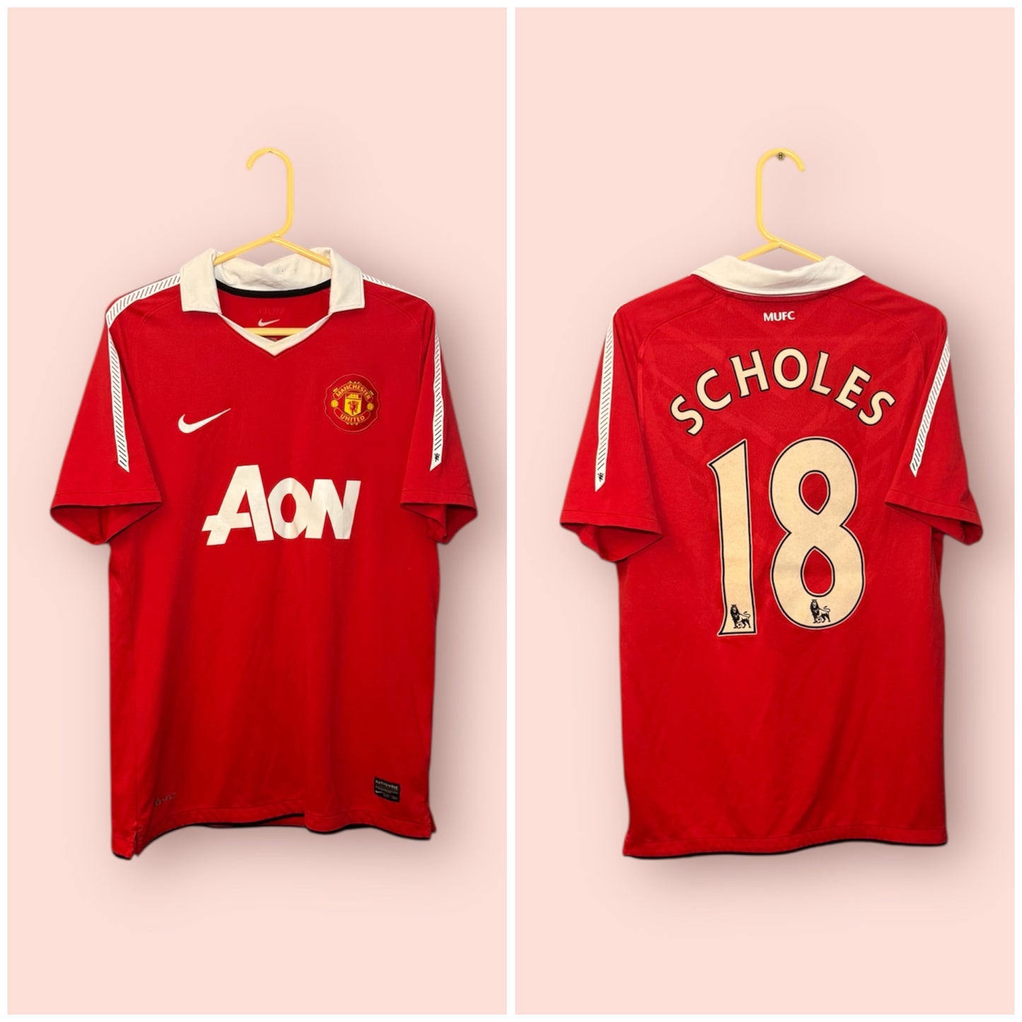 Manchester United Football Shirt - 2010 / 2011 - Home - Medium - #18 Scholes