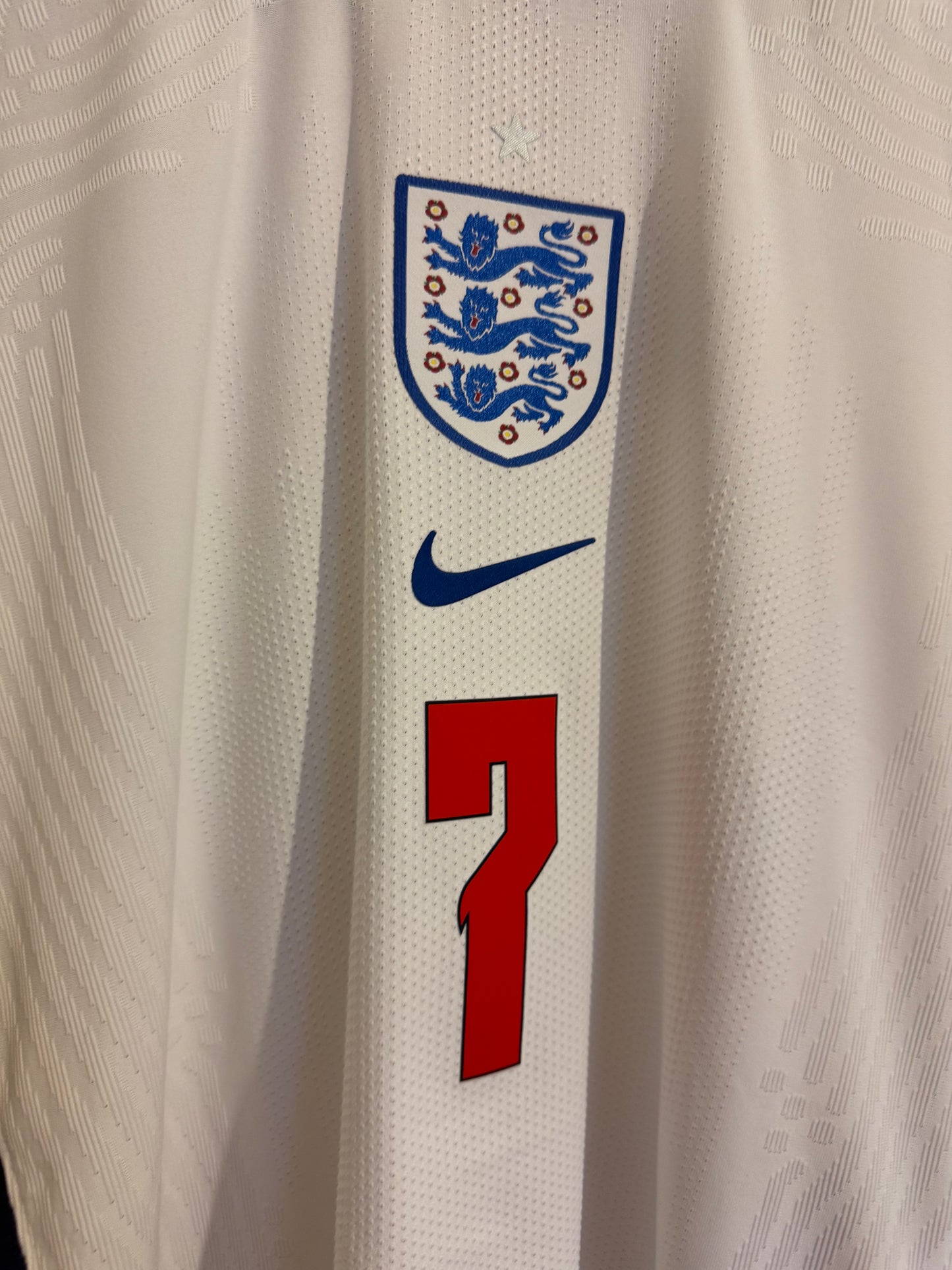 England Football Shirt - 2020 - Home - Small - Vaporknit - #7 Jack Grealish