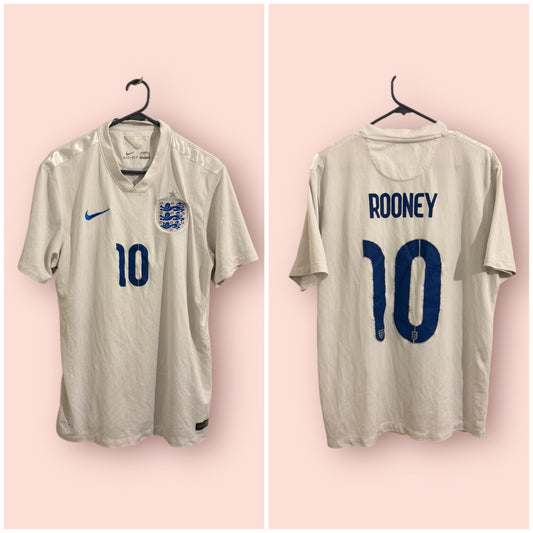 England Football Shirt - 2014 - Home - Large - #10 Wayne Rooney