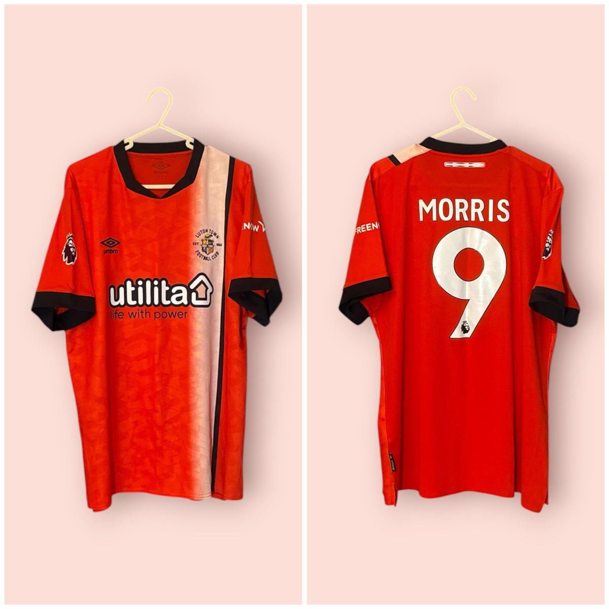 Luton Town Football Shirt - 2023 / 2024 / 2025 - Home - XL - #9 Carlton Morris