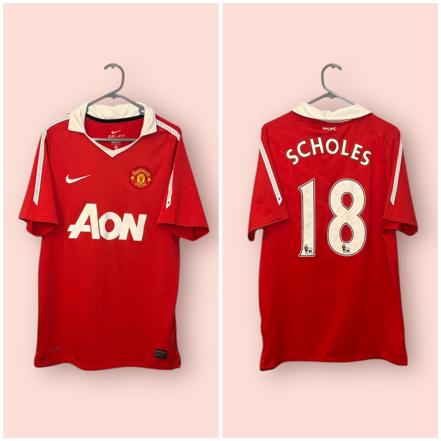 Manchester United Football Shirt - 2010 / 2011 - Home - Small - #18 Scholes