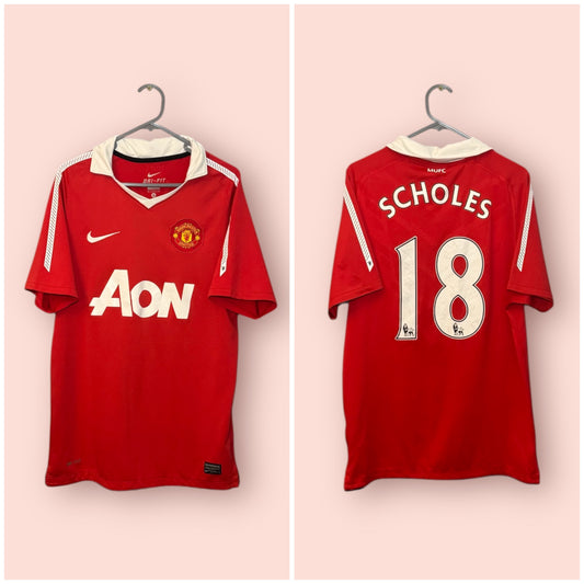 Manchester United Football Shirt - 2010 / 2011 - Home - Small - #18 Scholes