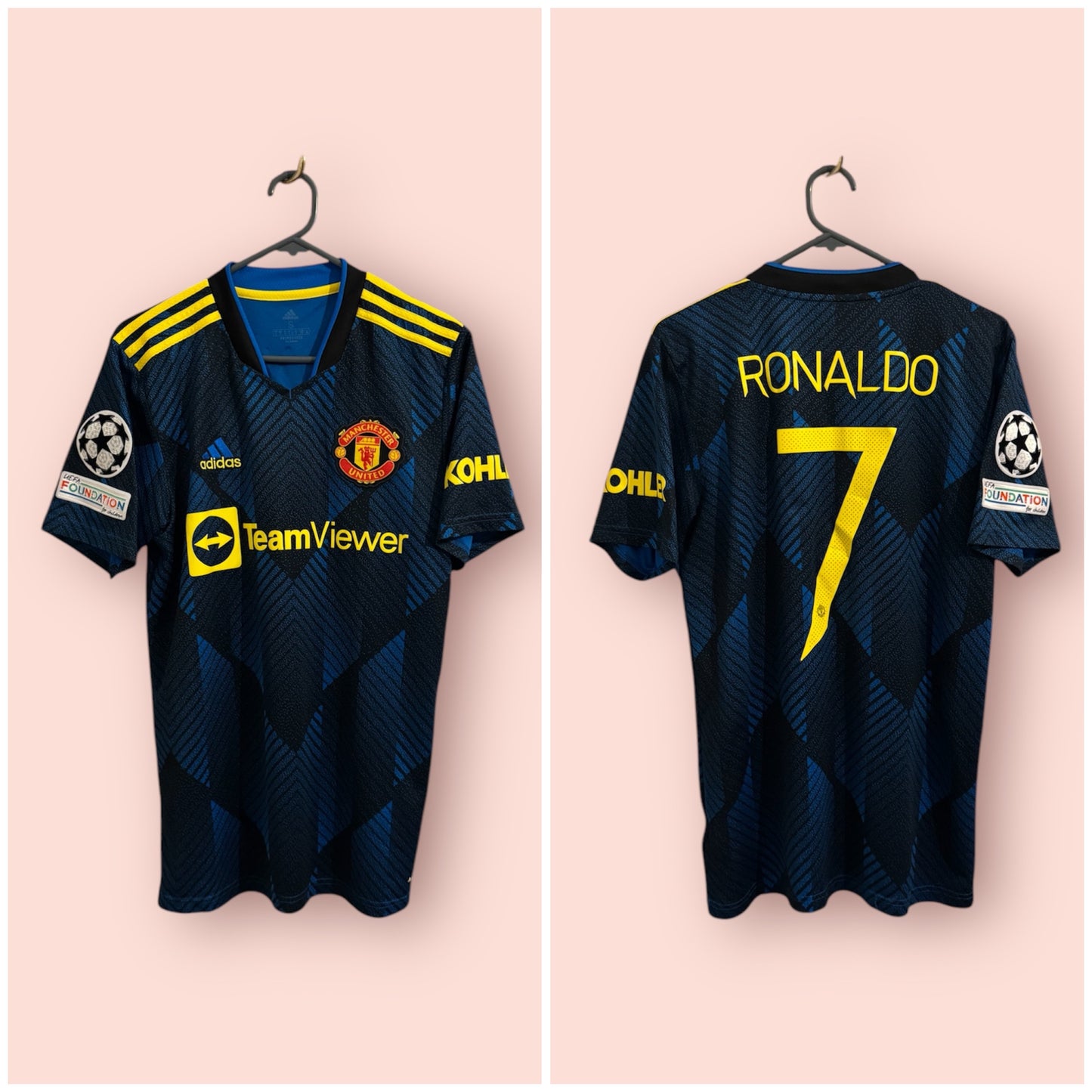 Manchester United Football Shirt - 2021 / 2022 - Third - Small - #7 Ronaldo CL Patch