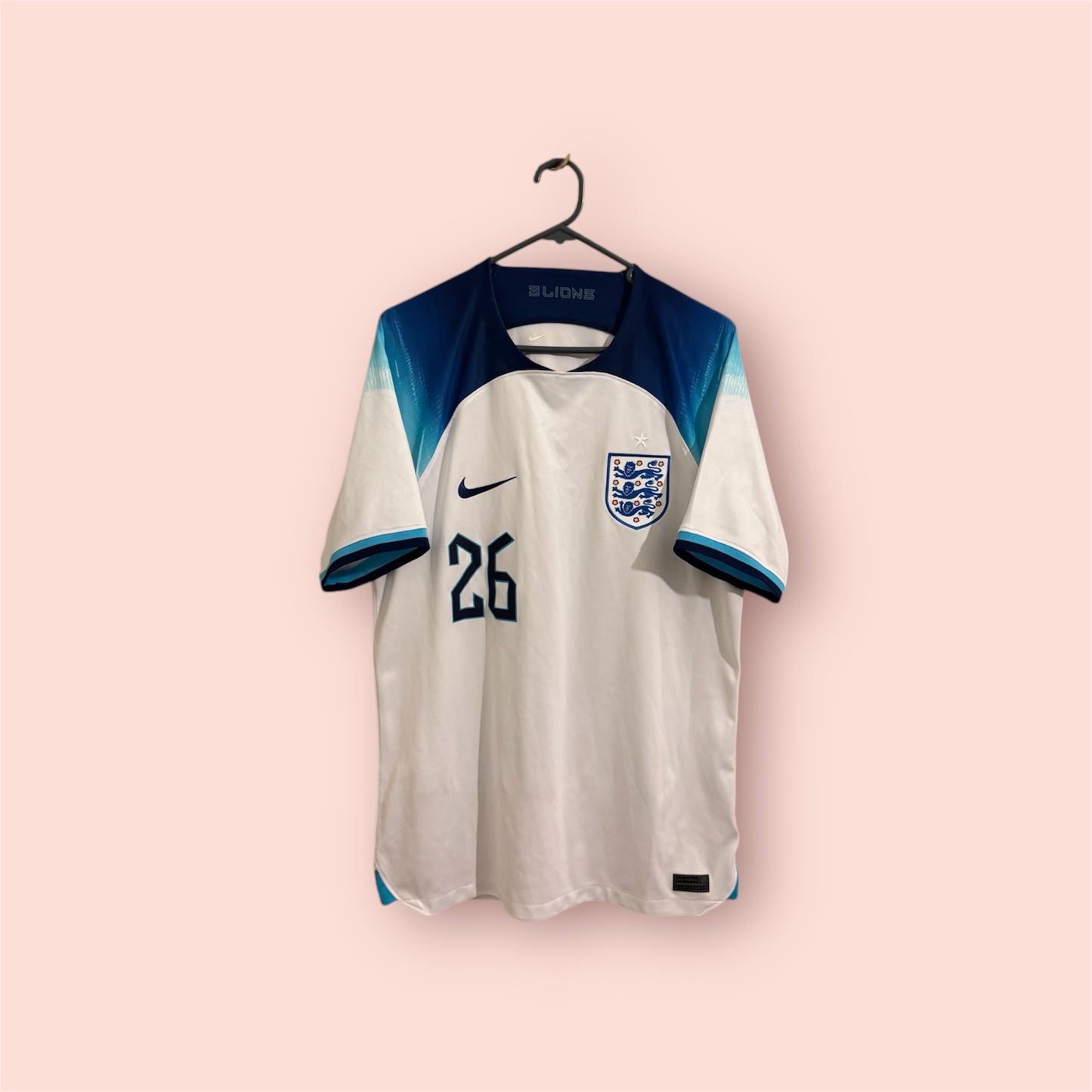 England Football Shirt - 2022 - Home - Medium - #26 Jude Bellingham