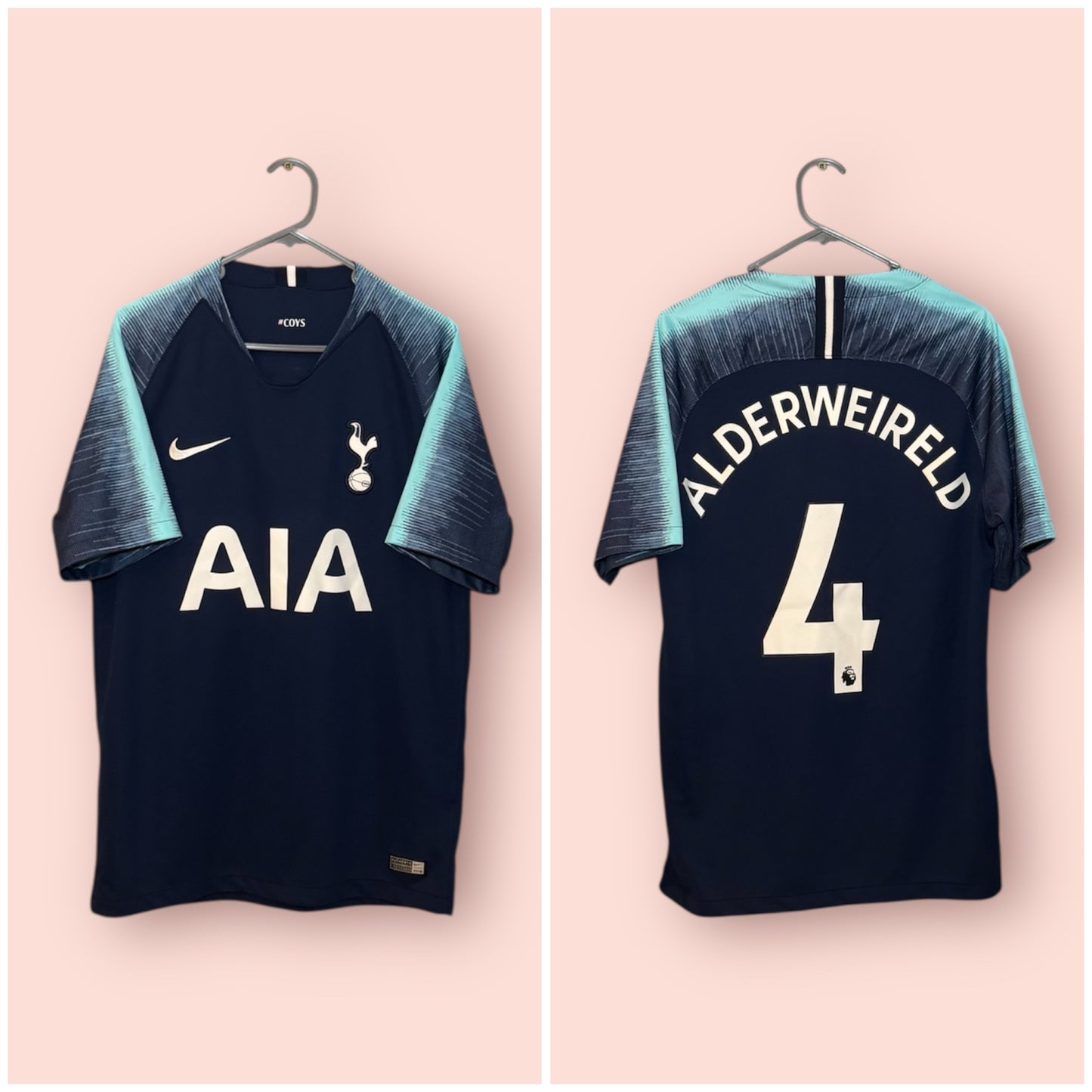 Tottenham Hotspur Football Shirt - 2018 / 2019 - Away - Medium - #4 Alderweireld