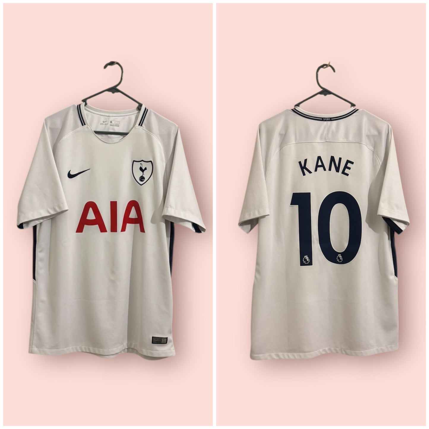 Tottenham Hotspur Football Shirt - 2017 / 2018 - Home - Large - #10 Harry Kane