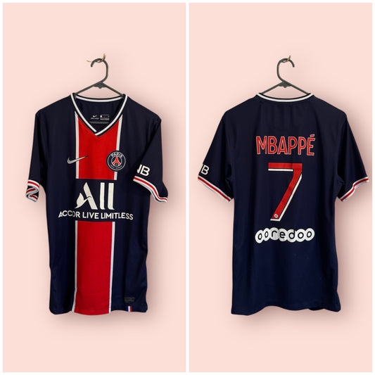 PSG Football Shirt - Paris Saint Germain - 2020 / 2021 - Home - Small - #7 Mbappe