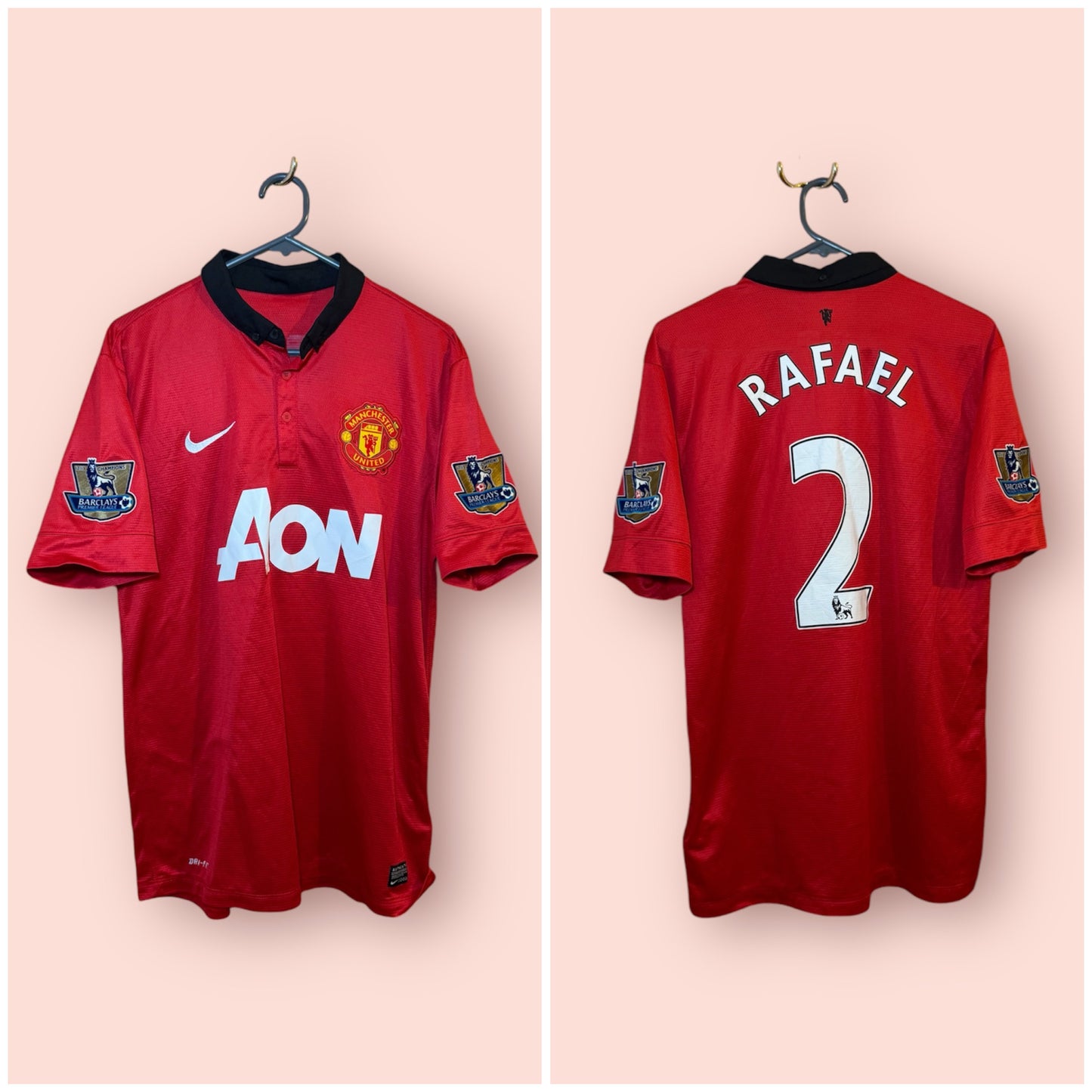 Manchester United Football Shirt - 2013 / 2014 - Home - Medium - #2 Rafael