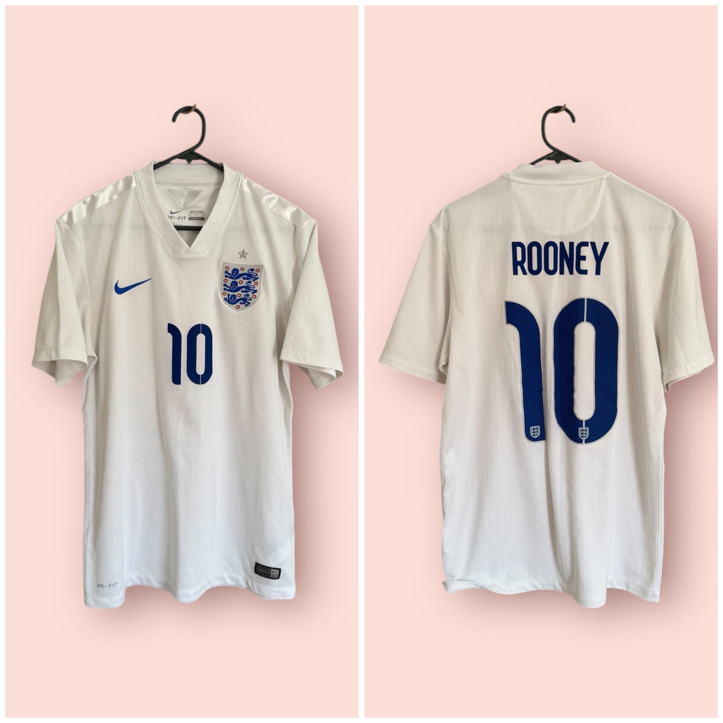 England Football Shirt - 2014 - Home - Medium - #10 Wayne Rooney