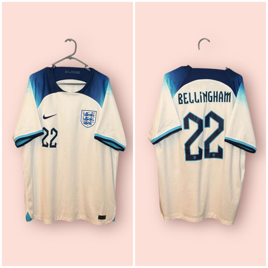 England Football Shirt - 2022 - Home - XL - #22 Jude Bellingham